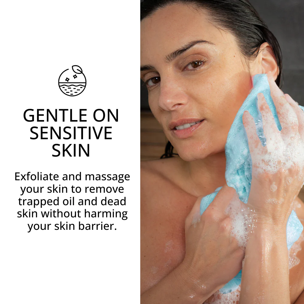 Sima Japanese Exfoliating Shower Towel – Ocean Blue - Image 4